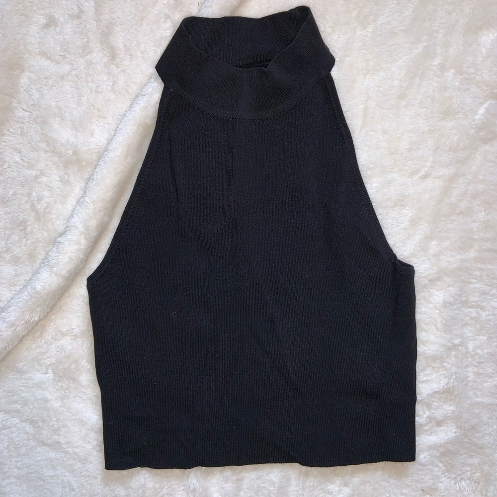 Forever 21 knit black mock neck crop top